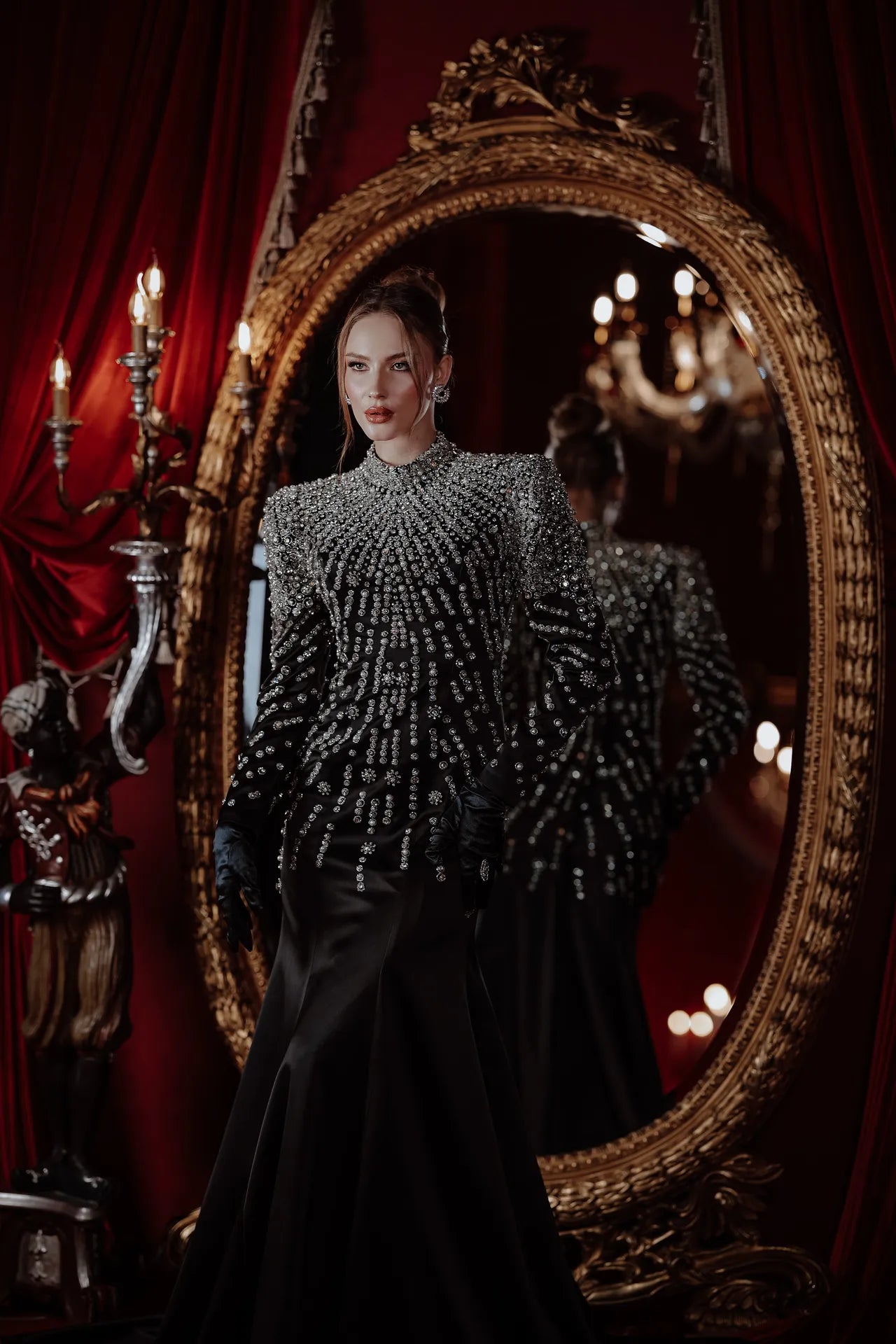 Midnight Majesty Kasnak İşi Tesettür Abiye