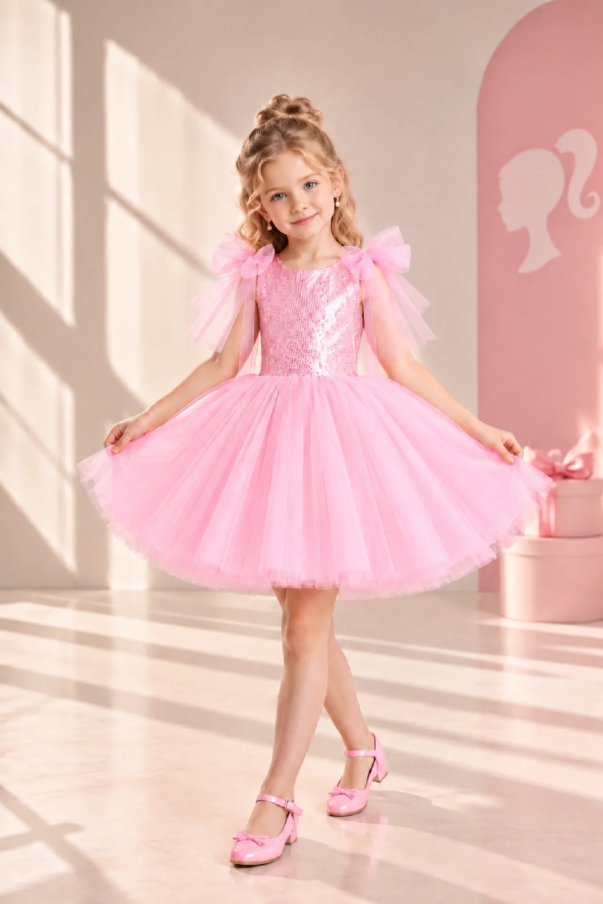 Barbie Rosalie Kız Çocuk Abiye Elbise - Pembe