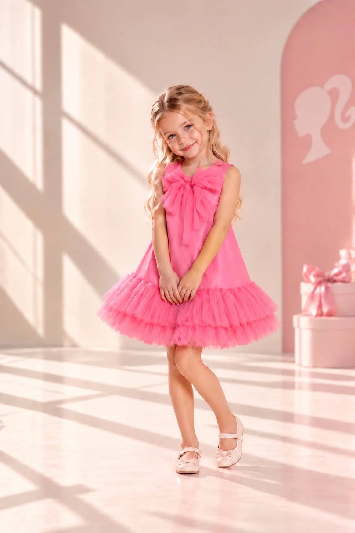 Barbie Candy Pop Kız Çocuk Abiye Elbise - Pembe