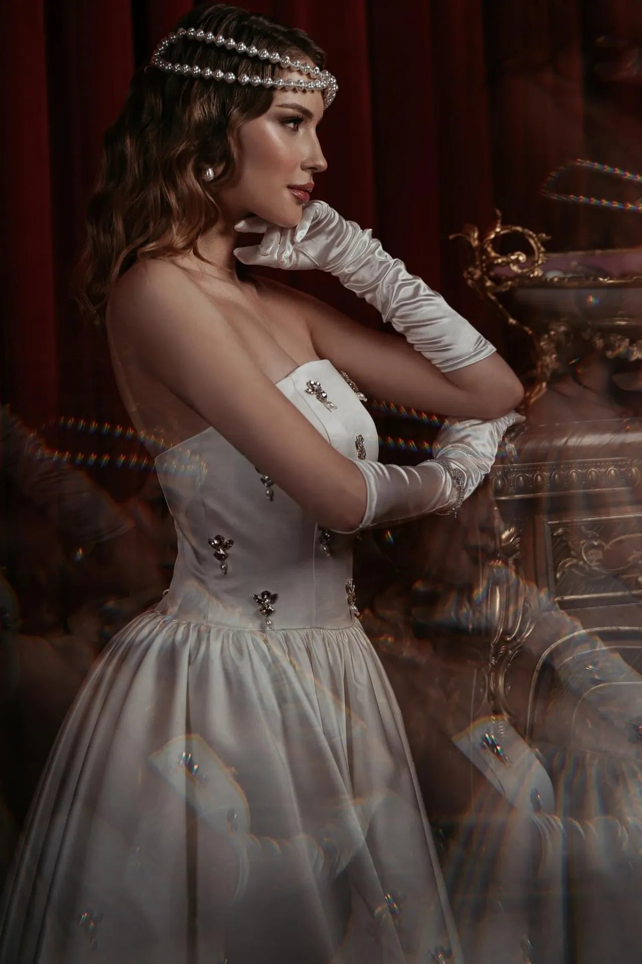 Night Star Straplez Yaka Midi Boy Saten Abiye