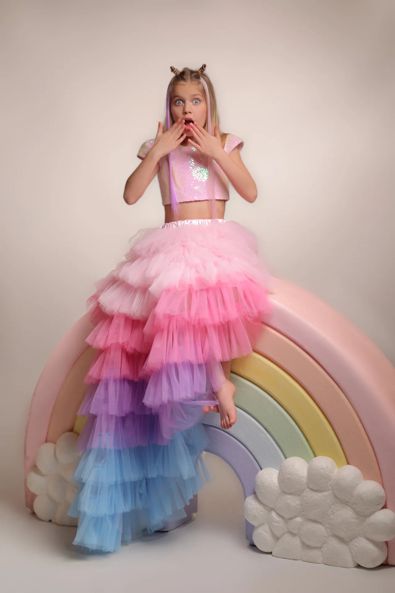 Nova Kız Çocuk Etek ve Crop Takım - Pembe