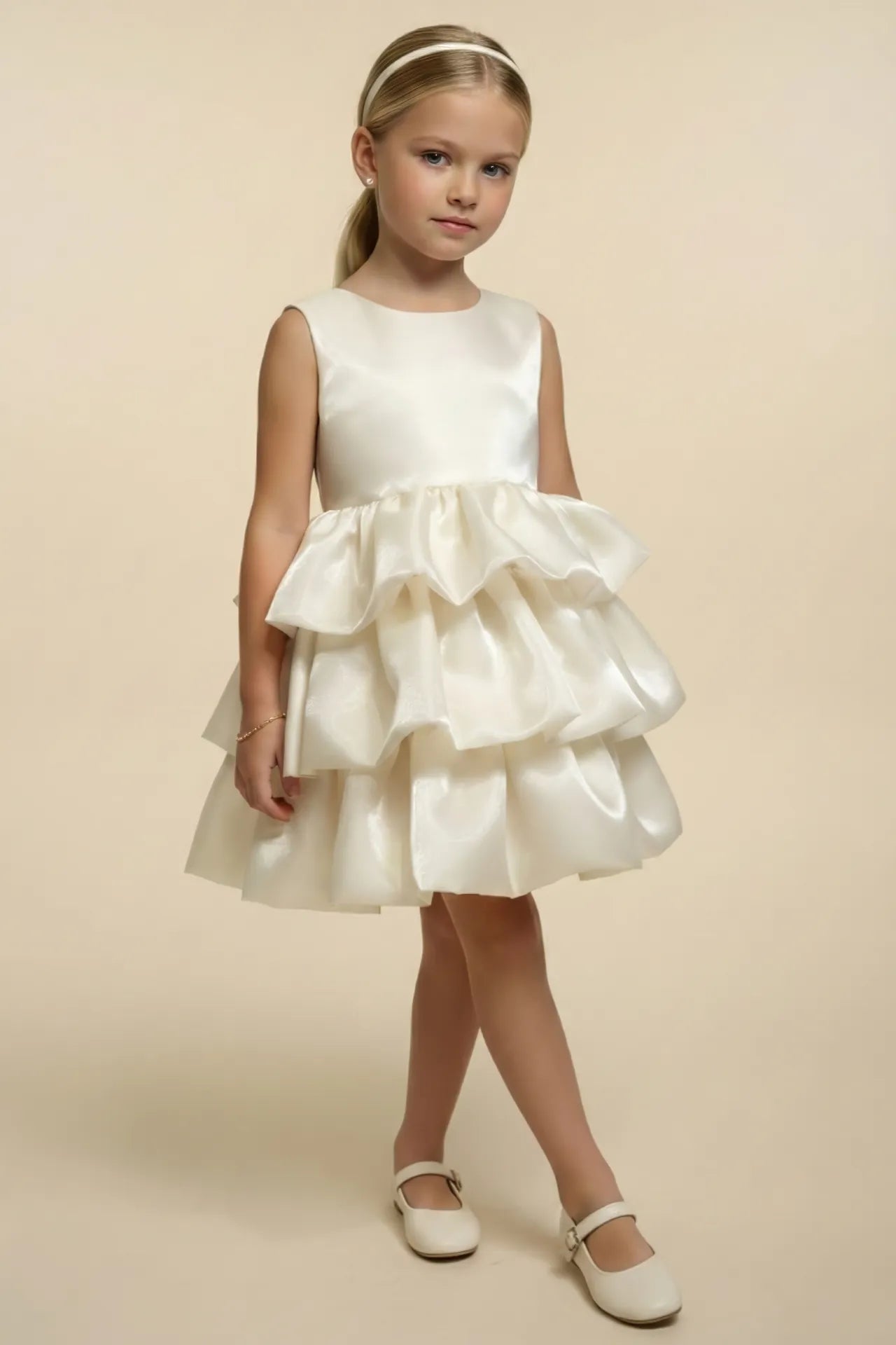 Stella Kız Çocuk Abiye Elbise - Beyaz