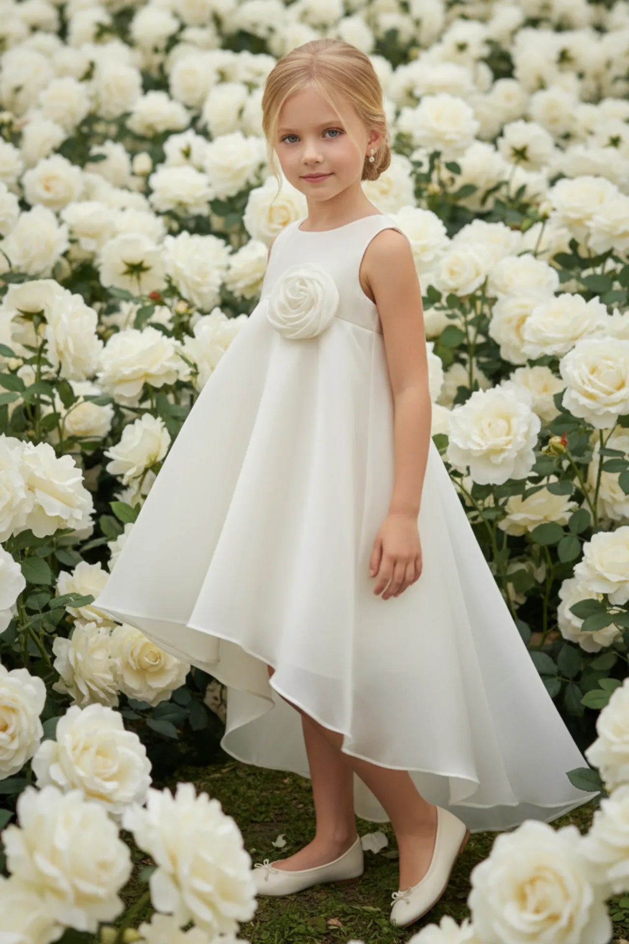 Rose Gleam Kız Çocuk Abiye Elbise - Beyaz