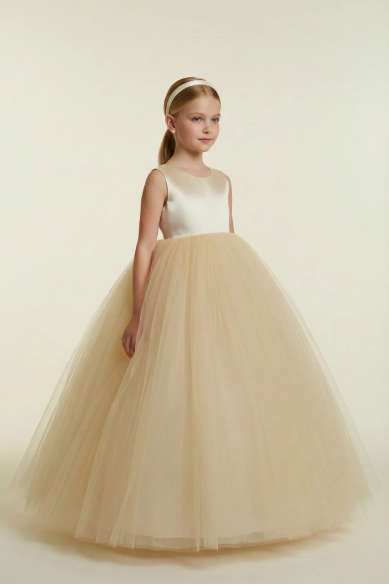 Princess Bride Kız Çocuk Abiye Elbise - Krem