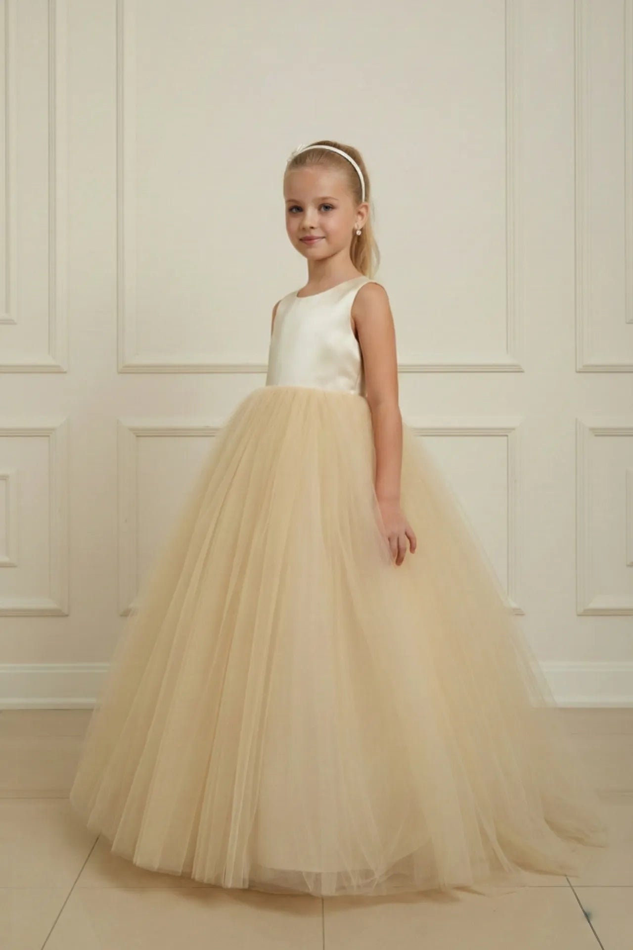 Princess Bride Kız Çocuk Abiye Elbise - Krem