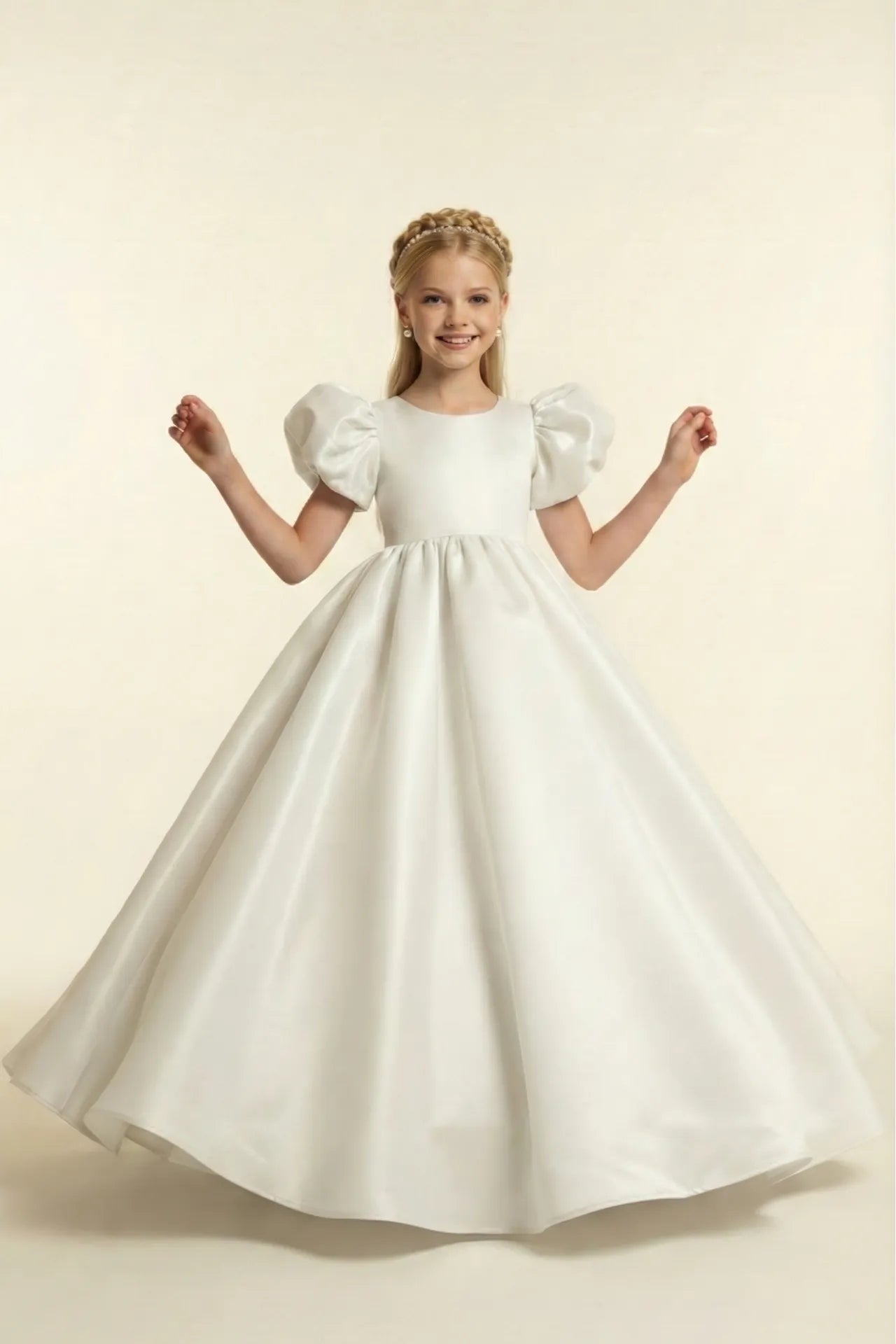 Queen Kız Çocuk Abiye Elbise - Beyaz
