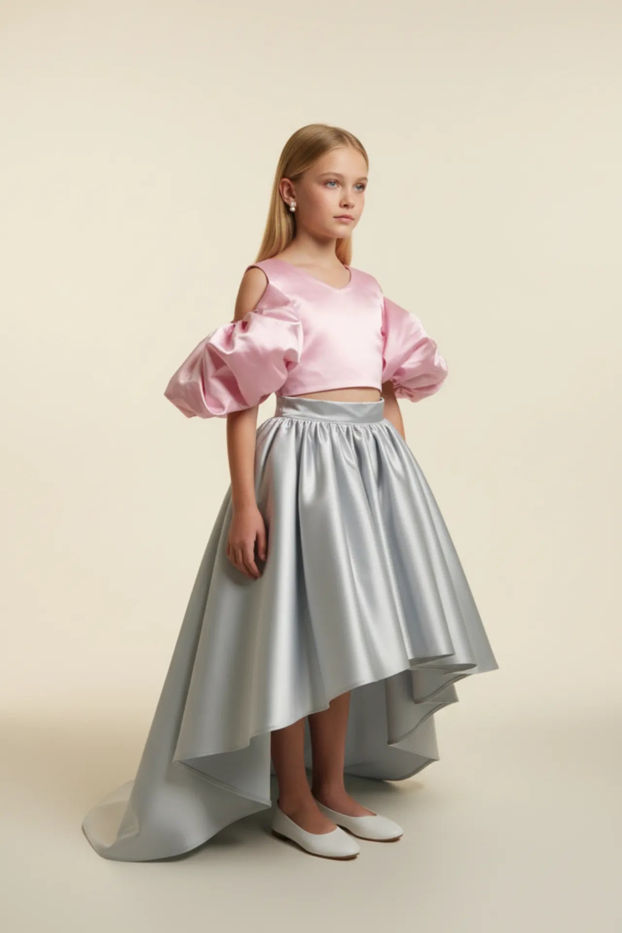 Charm Kız Çocuk Crop ve Etek Takım - Gri