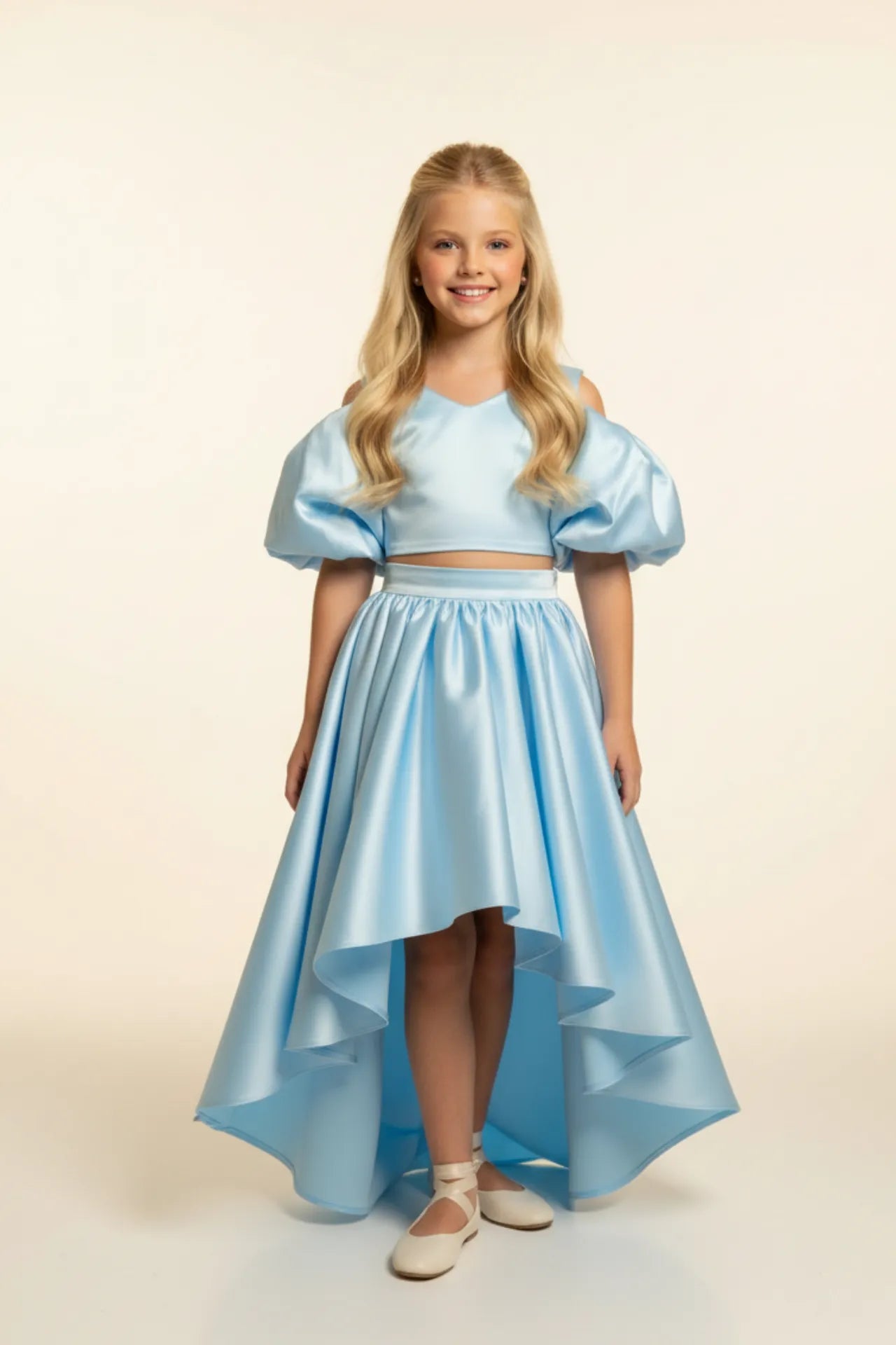 Charm Kız Çocuk Crop ve Etek Takım - Mavi