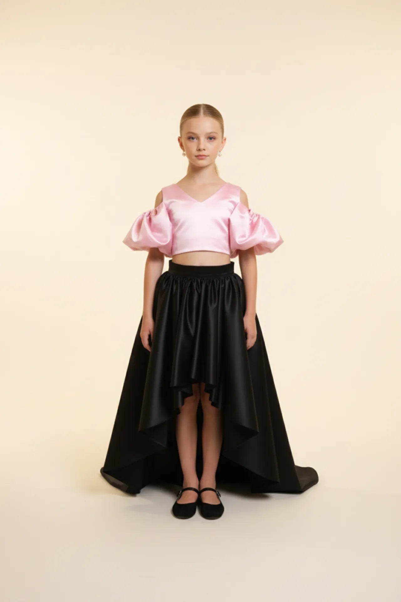 Charm Kız Çocuk Crop ve Etek Takım - Siyah