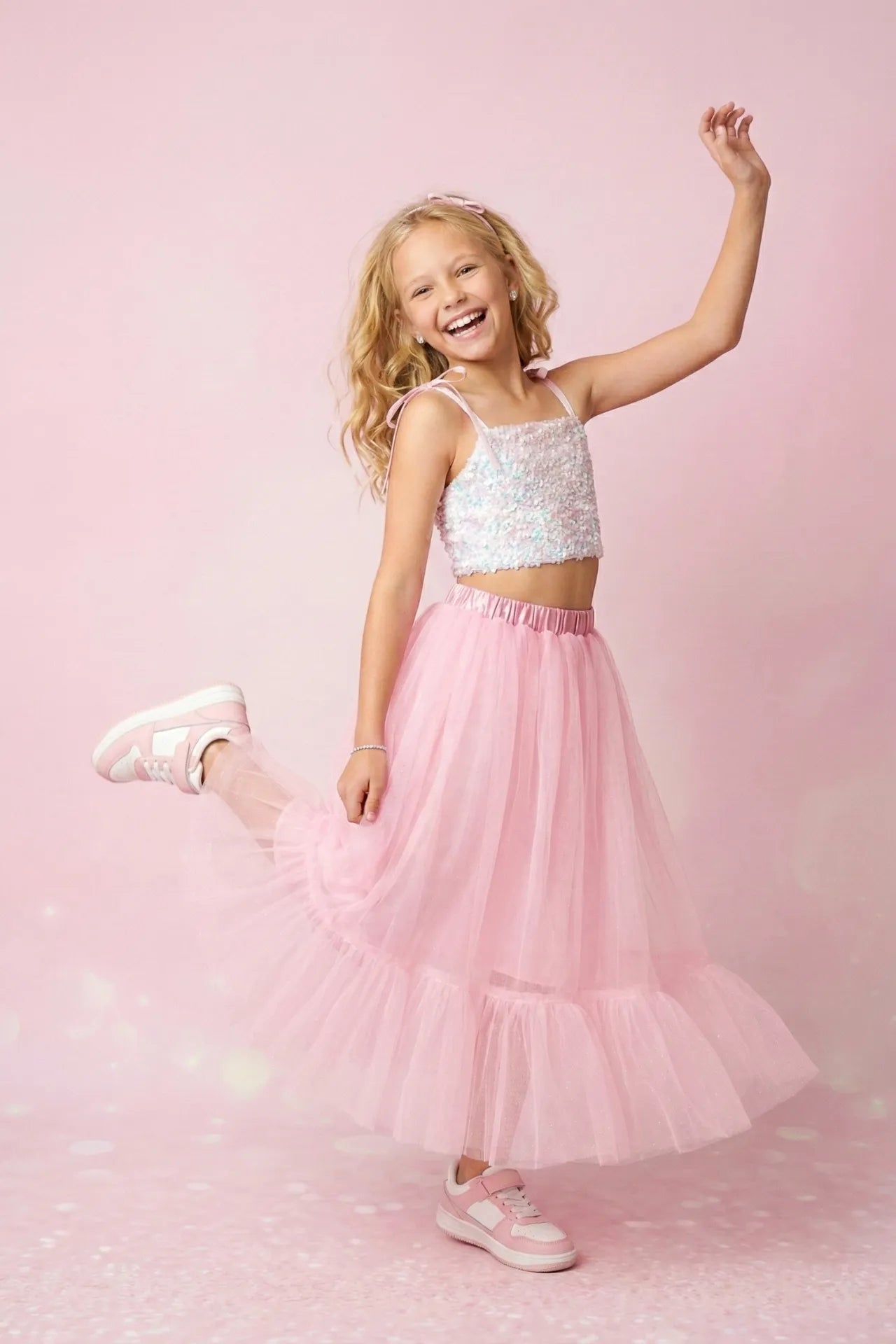 Twinky Kız Çocuk Crop ve Etek Takım - Pembe