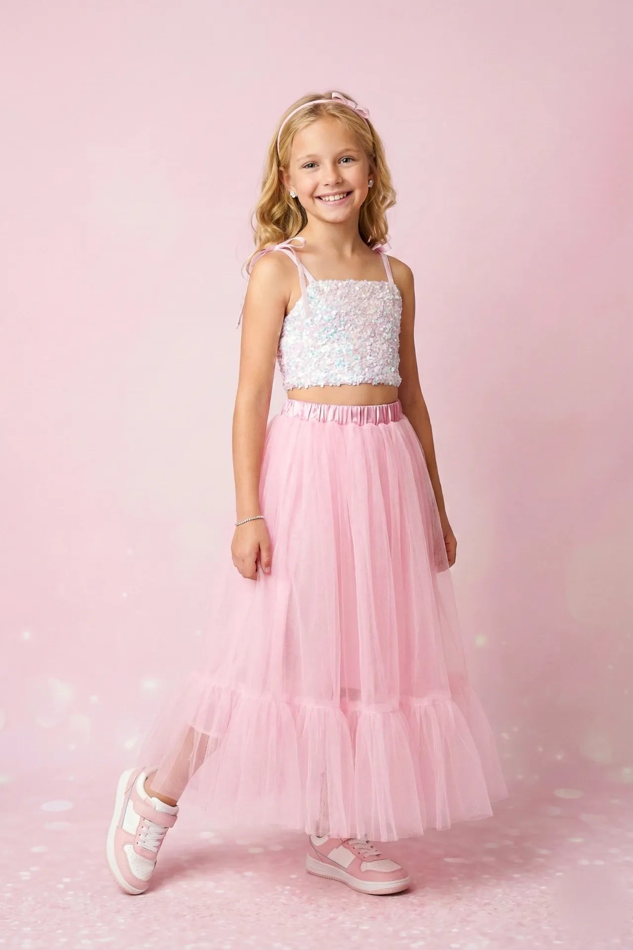 Twinky Kız Çocuk Crop ve Etek Takım - Pembe