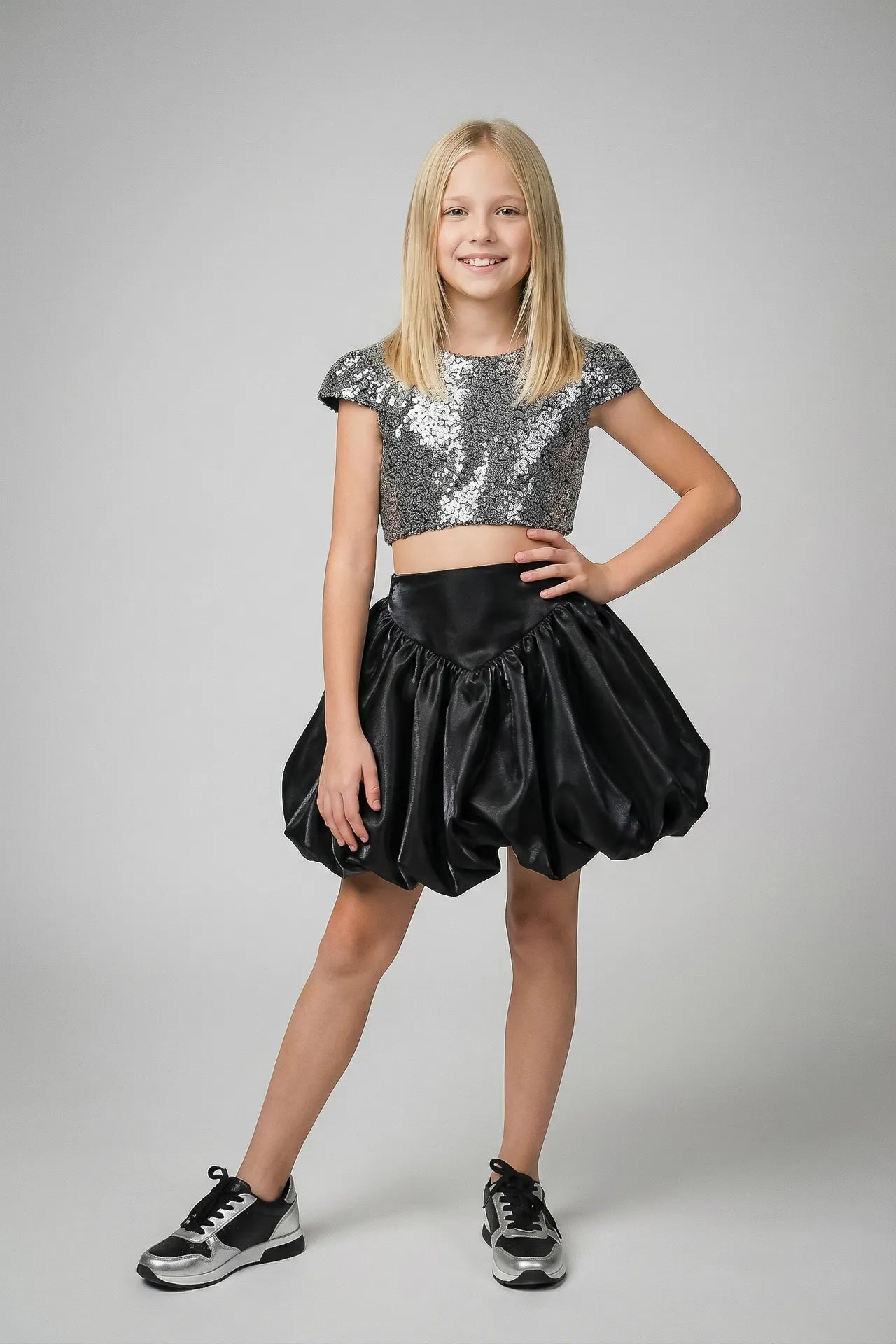Nova Kız Çocuk Crop - Siyah