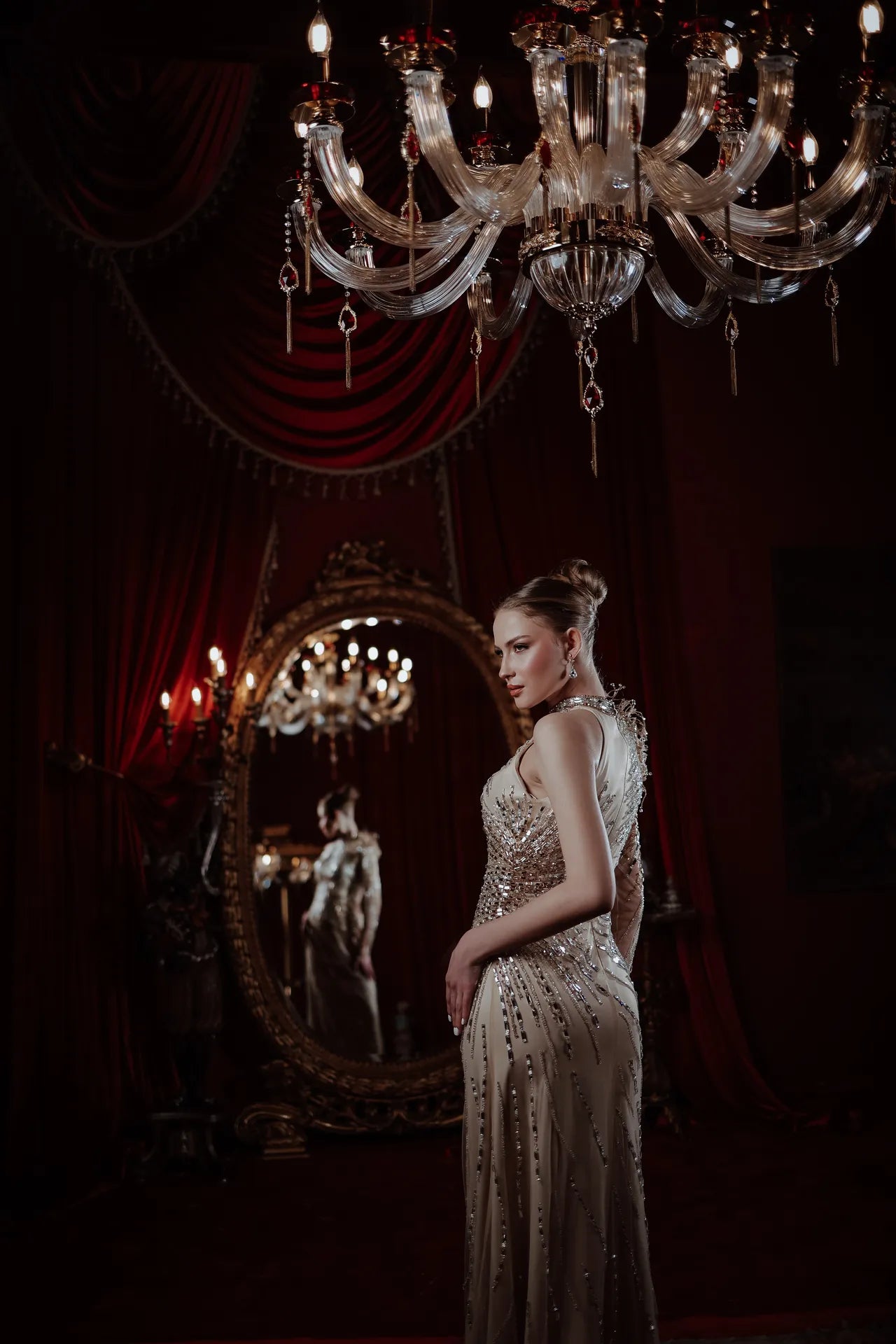 Celestial Glow Tek Omuz Kasnak İşi Abiye