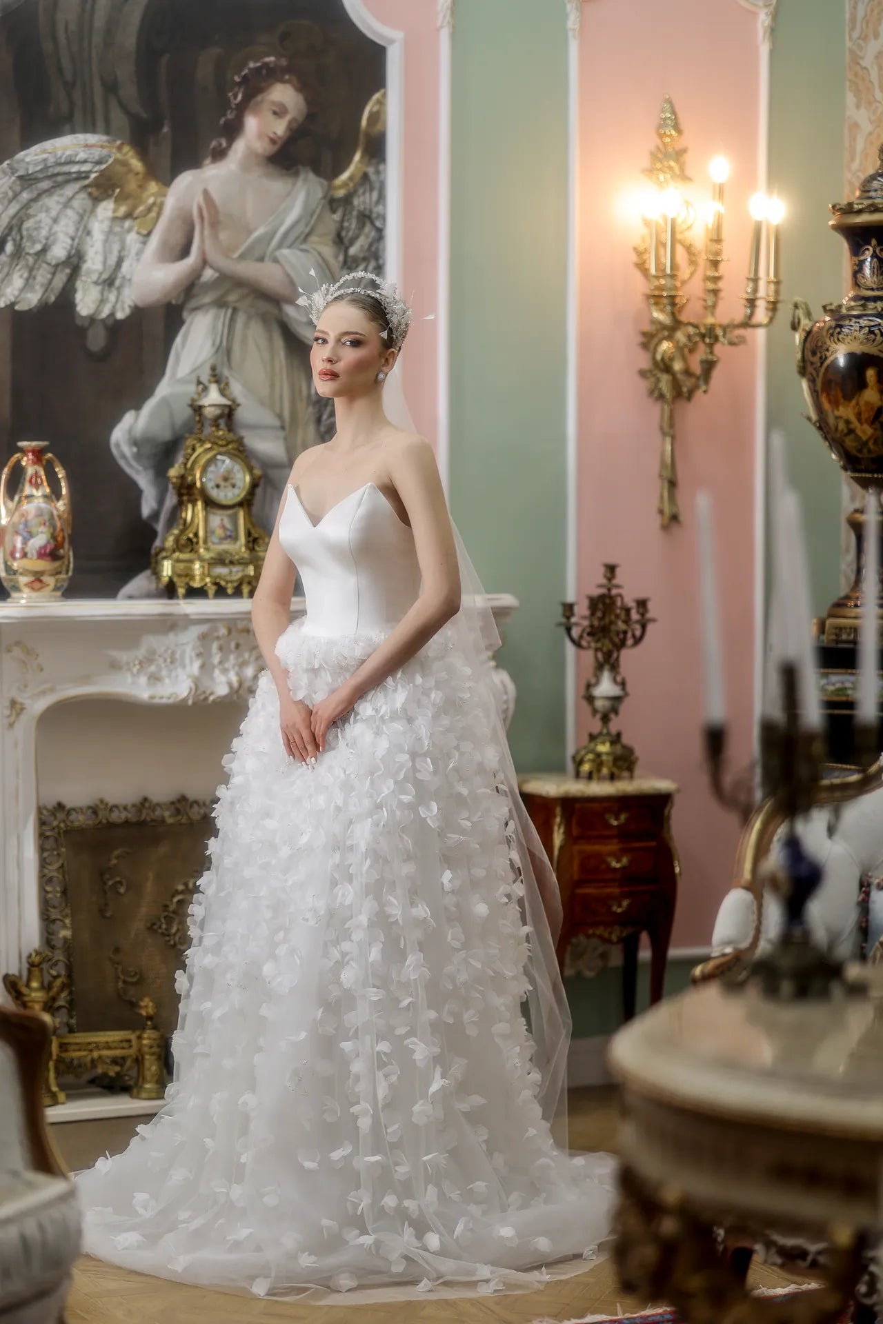 Celeste Grace Üç boyutlu Çiçekli Gelinlik | Kiralık