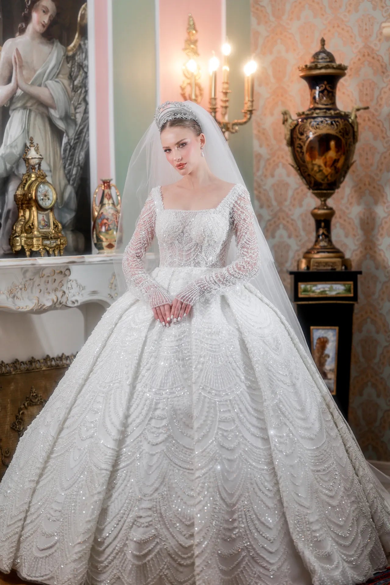 Royal Serenty Kare Yaka Taşlı Prenses Gelinlik | Kiralık