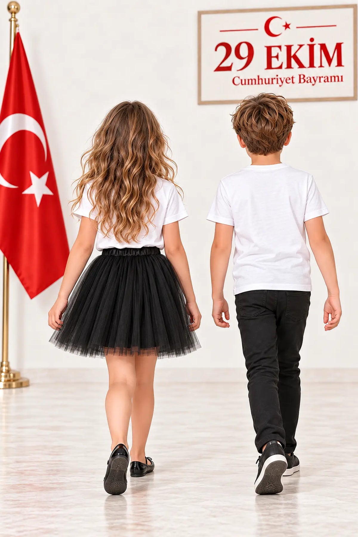 Çocuk Beyaz Ay Yıldız T-shirt