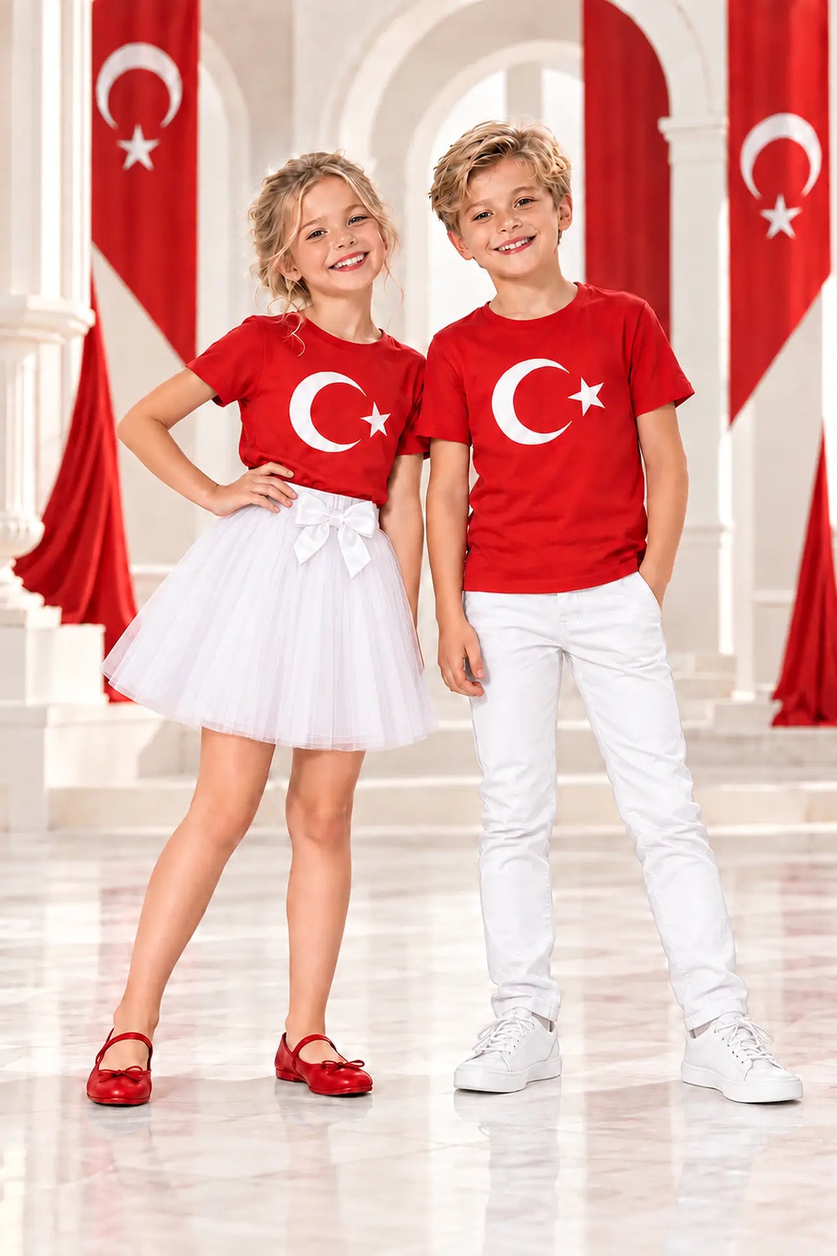 Çocuk Kırmızı Ay Yıldız T-shirt