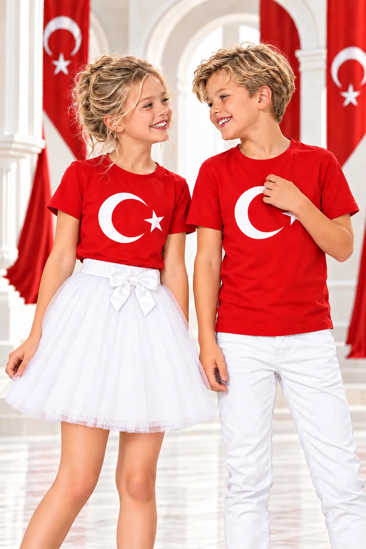 Çocuk Kırmızı Ay Yıldız T-shirt
