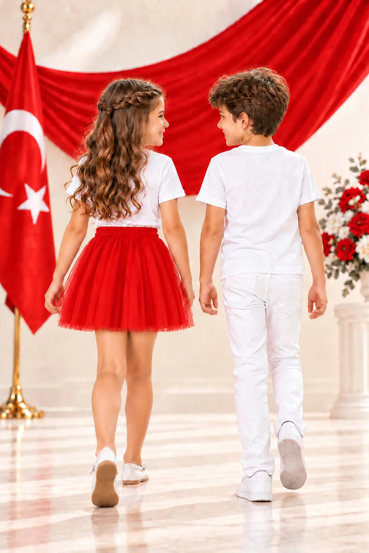 Çocuk Beyaz Ay Yıldız T-shirt