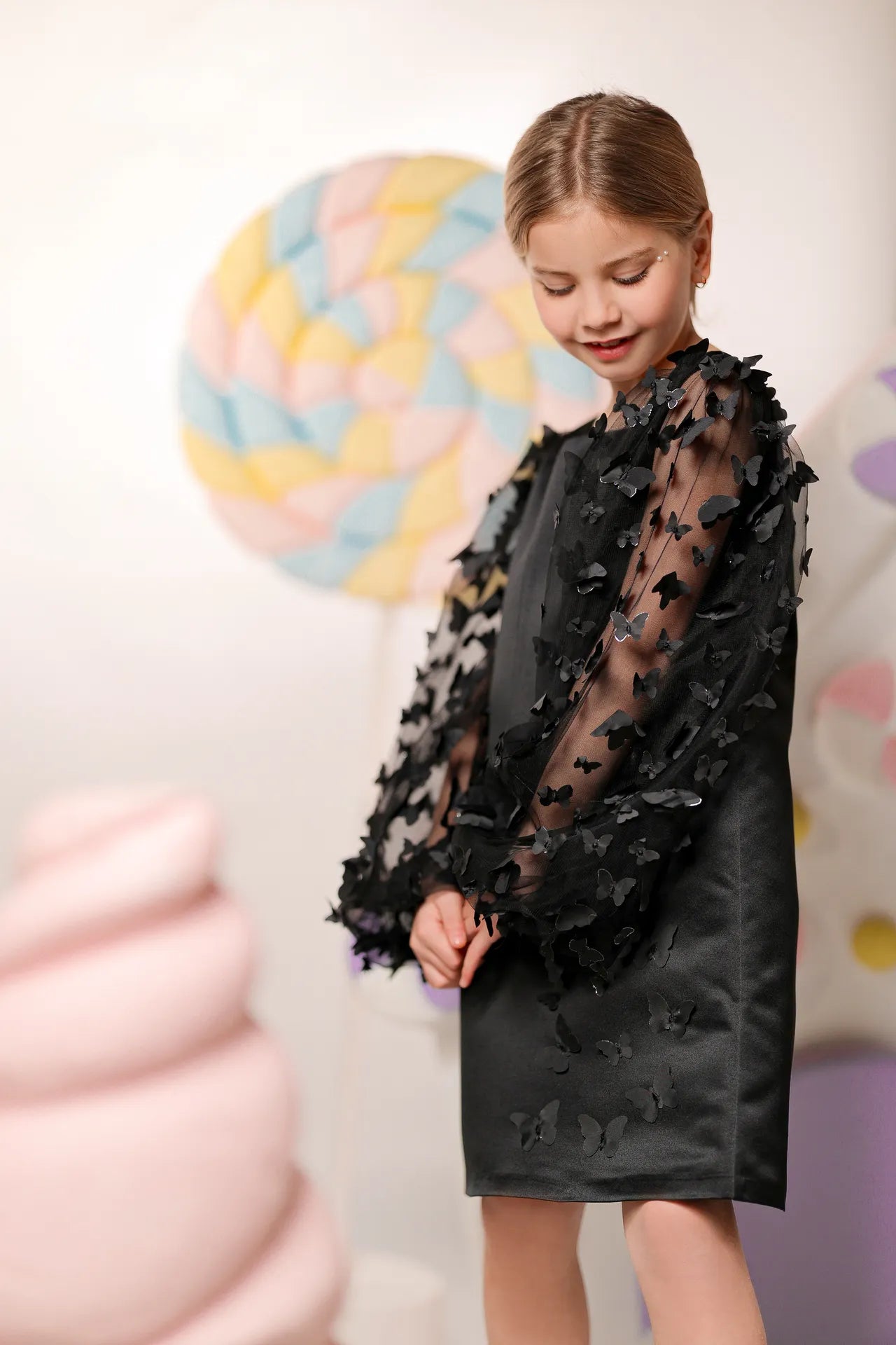 Butterfly Kız Çocuk Abiye Elbise - Siyah
