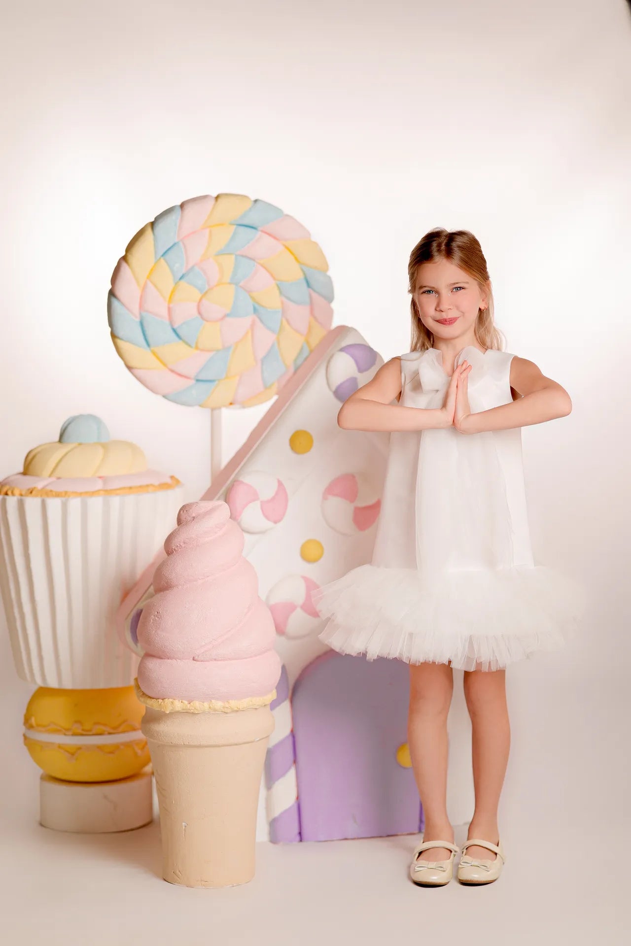 Candy Pop Kız Çocuk Abiye Elbise - Beyaz