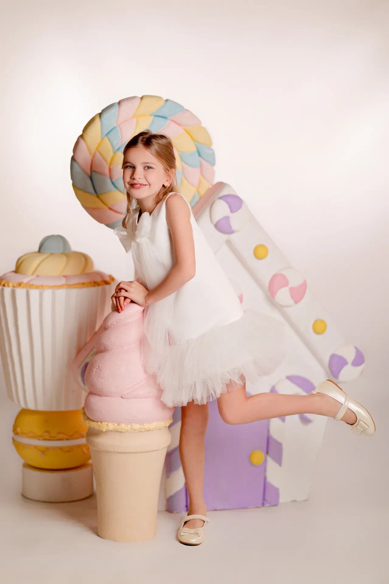 Candy Pop Kız Çocuk Abiye Elbise - Beyaz