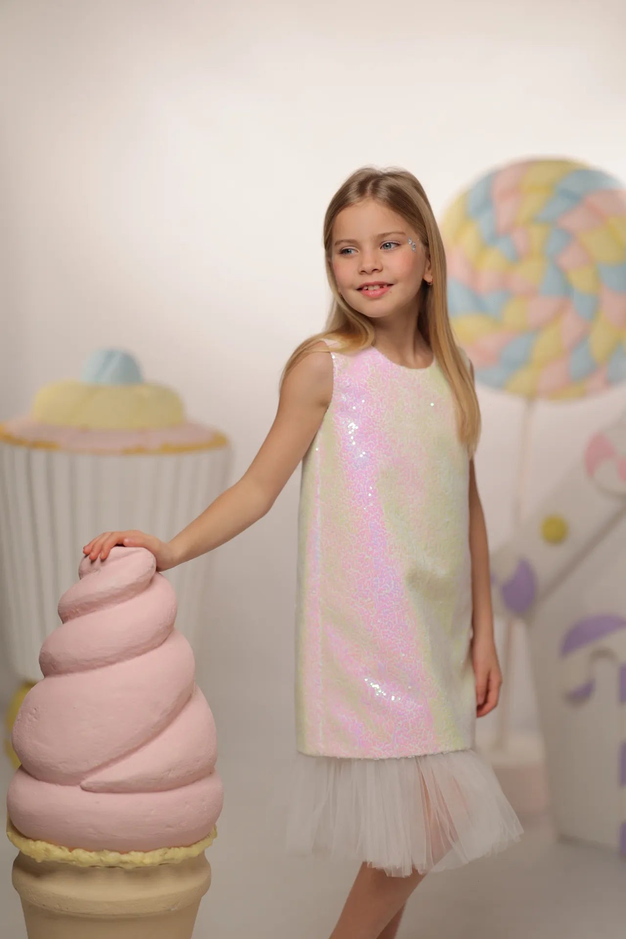 Glow Kız Çocuk Abiye Elbise - Beyaz