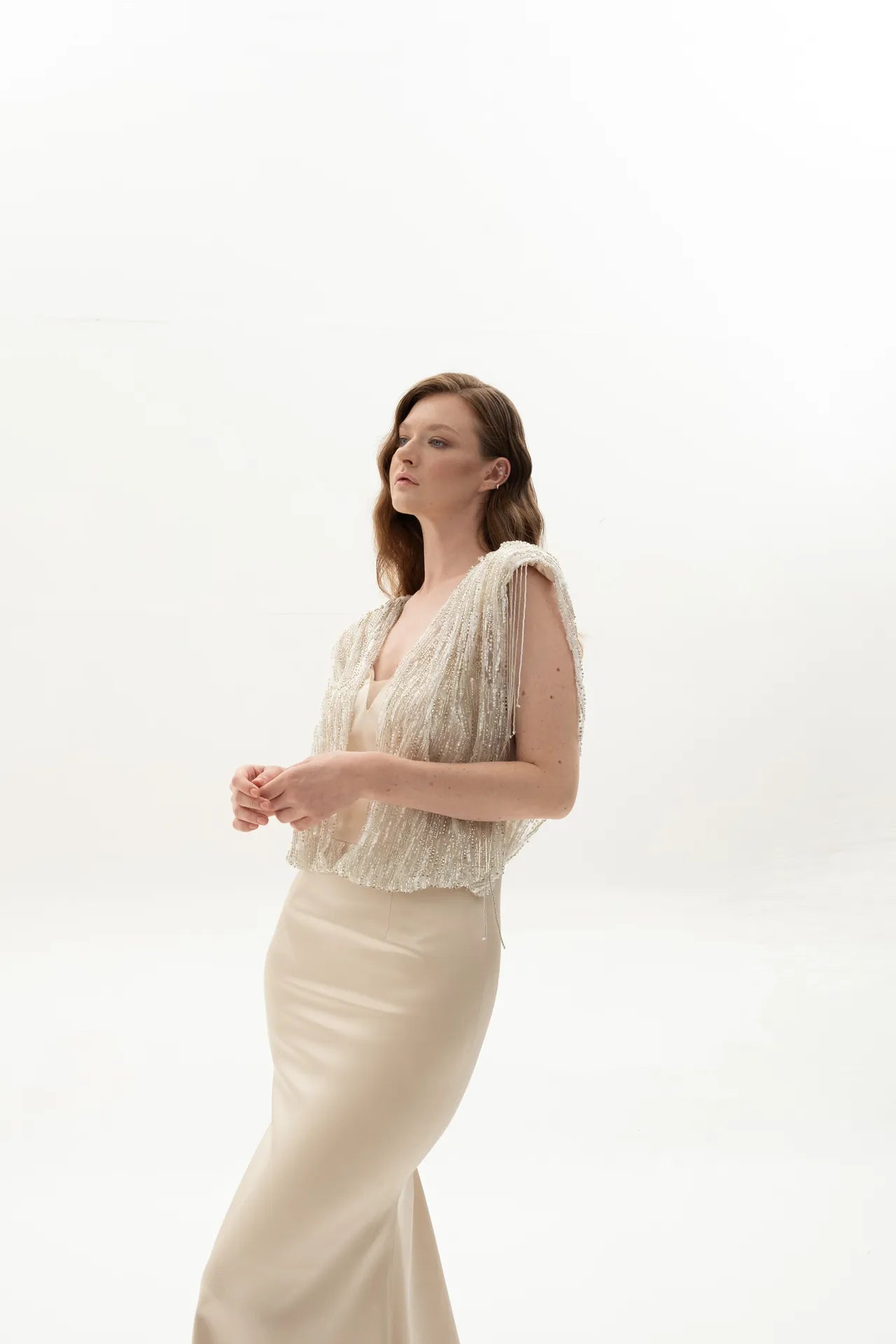 Crystal Siren M Yaka Straplez Taşlı Abiye