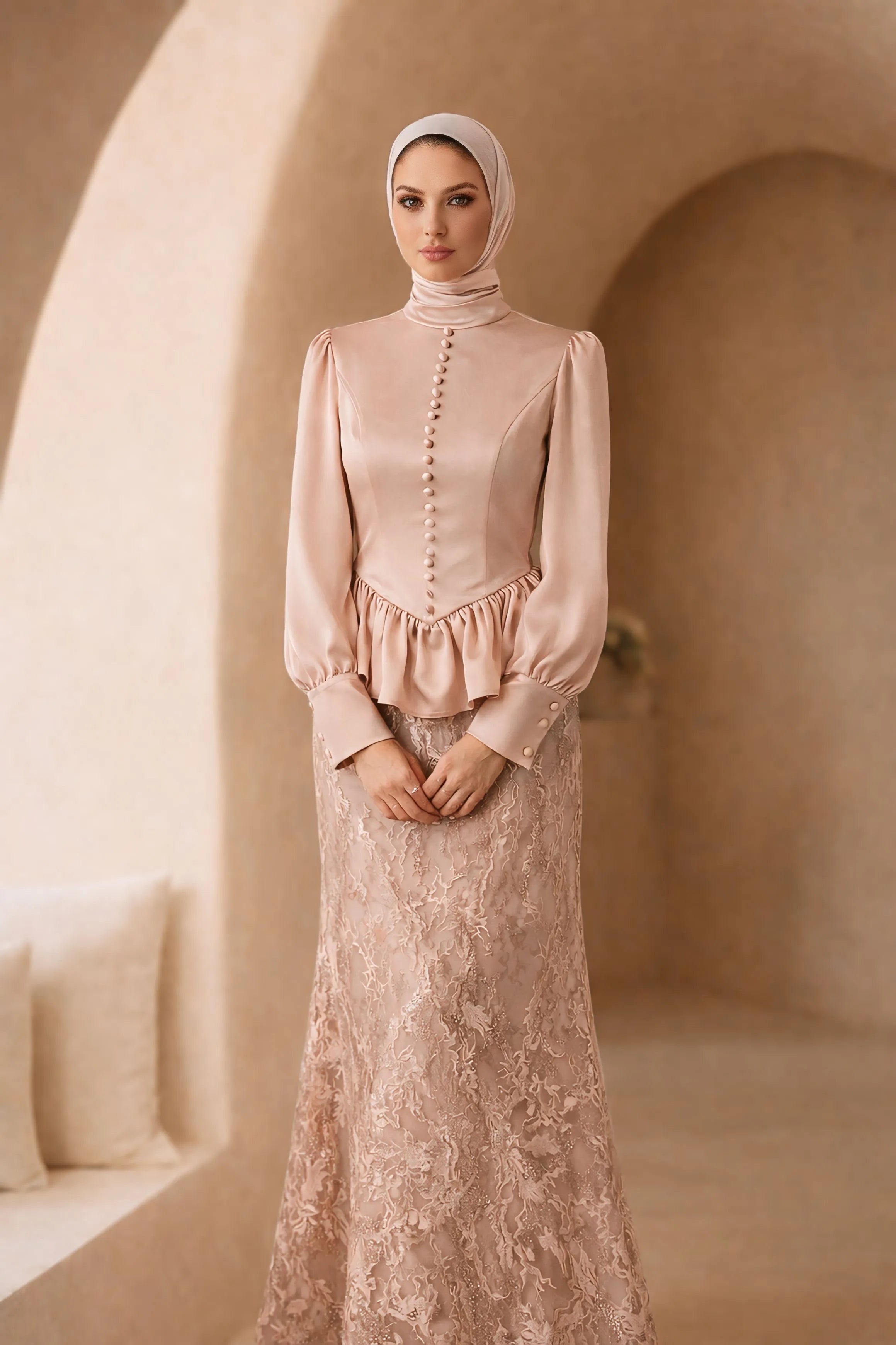 Lilyum Etek Bluz - Somon | Kiralık