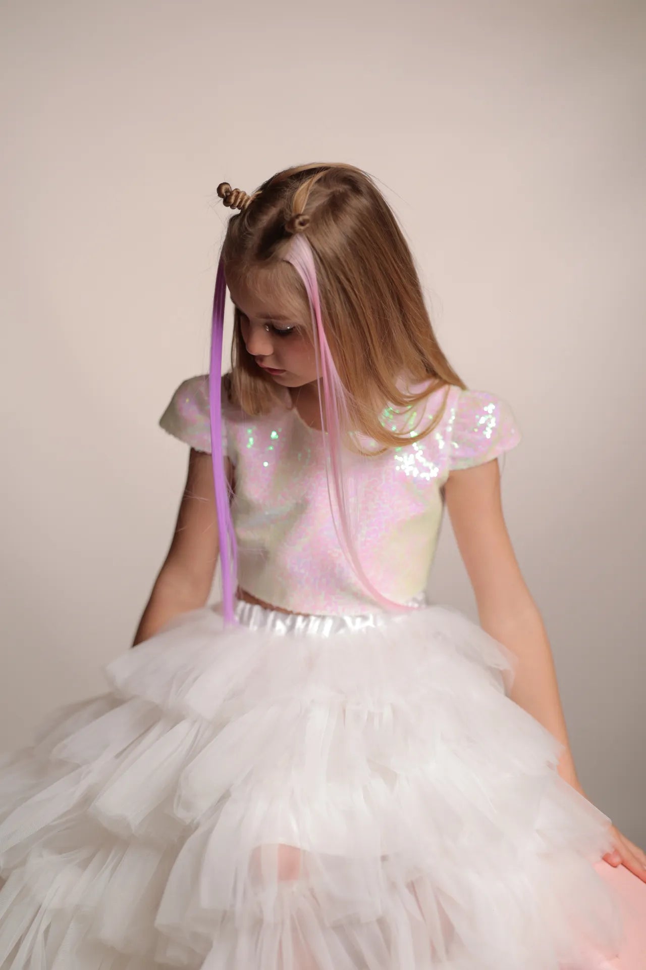 Nova Kız Çocuk Etek ve Crop Takım - Beyaz