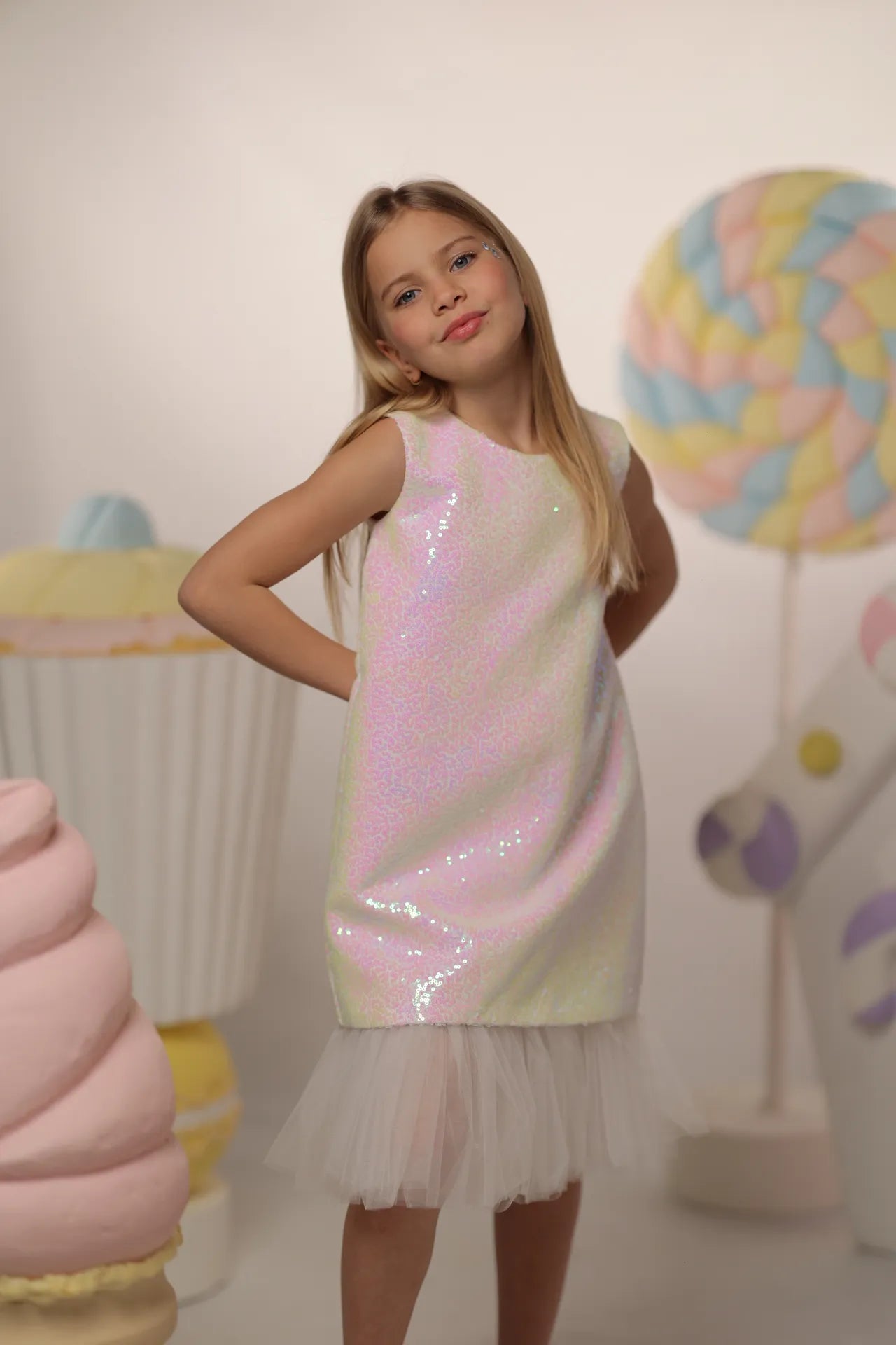 Glow Kız Çocuk Abiye Elbise - Beyaz