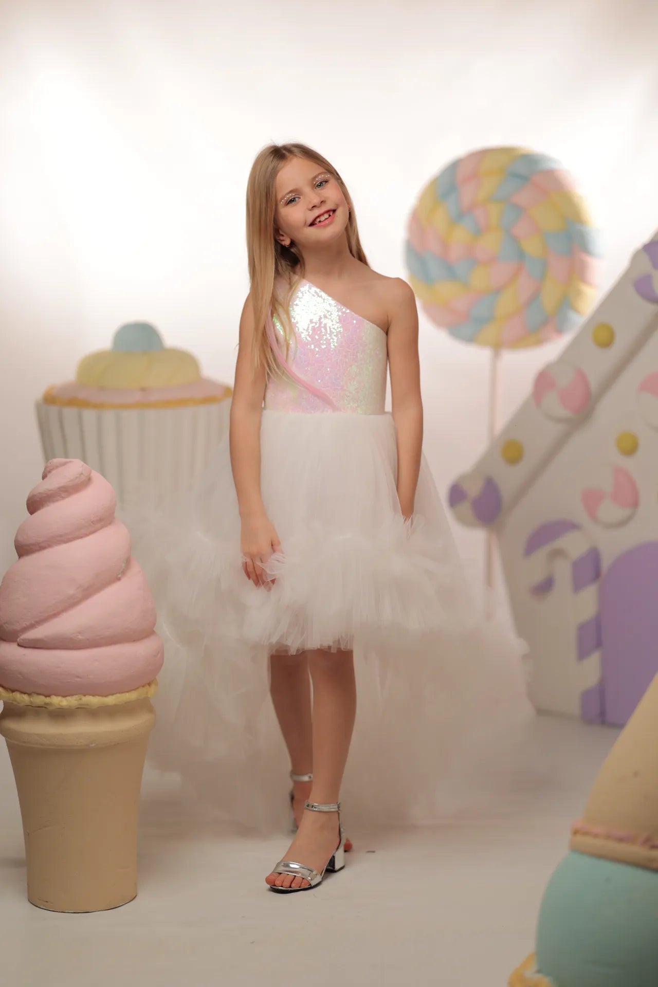 Swan Kız Çocuk Abiye Elbise - Beyaz