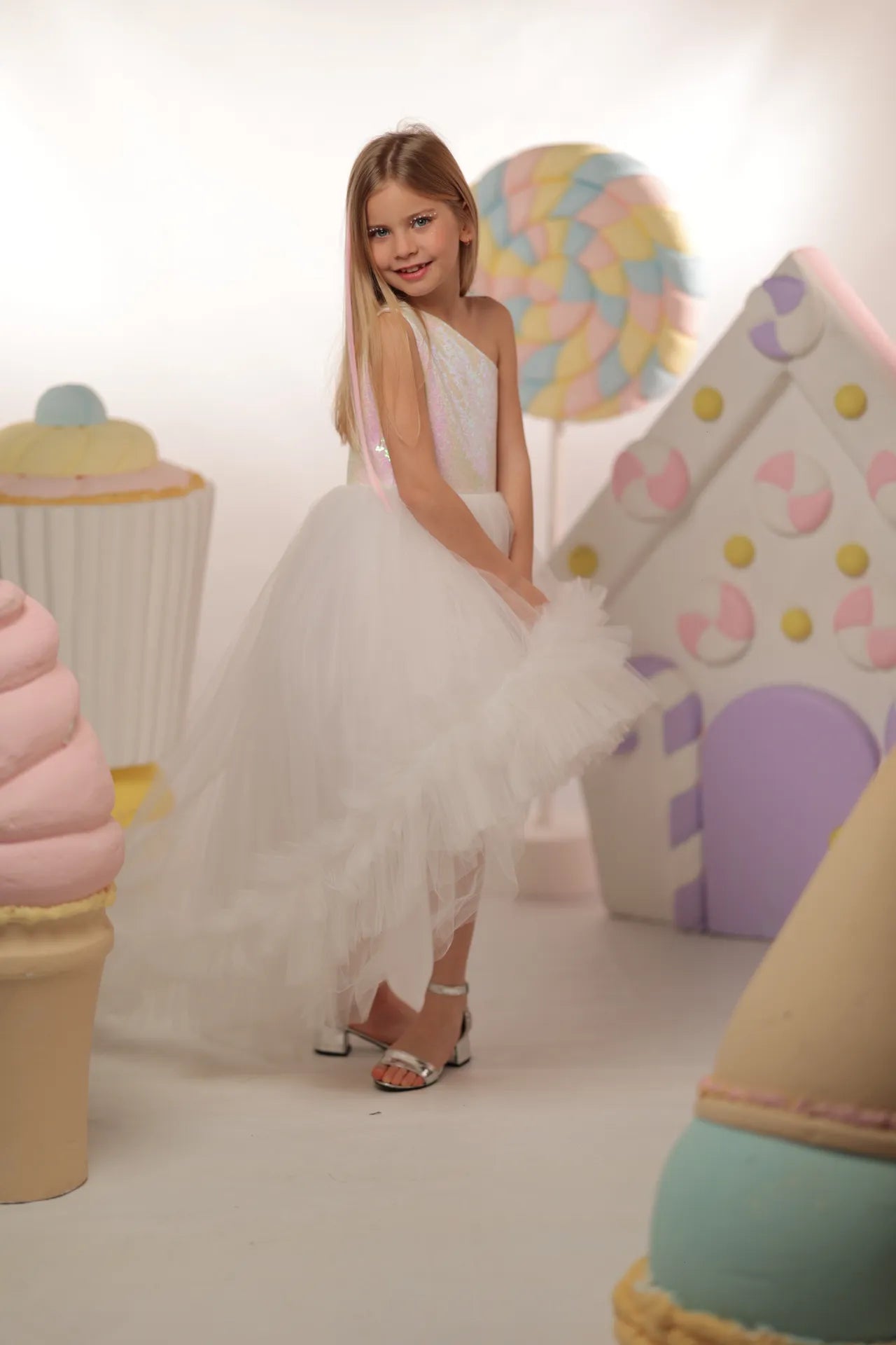 Swan Kız Çocuk Abiye Elbise - Beyaz