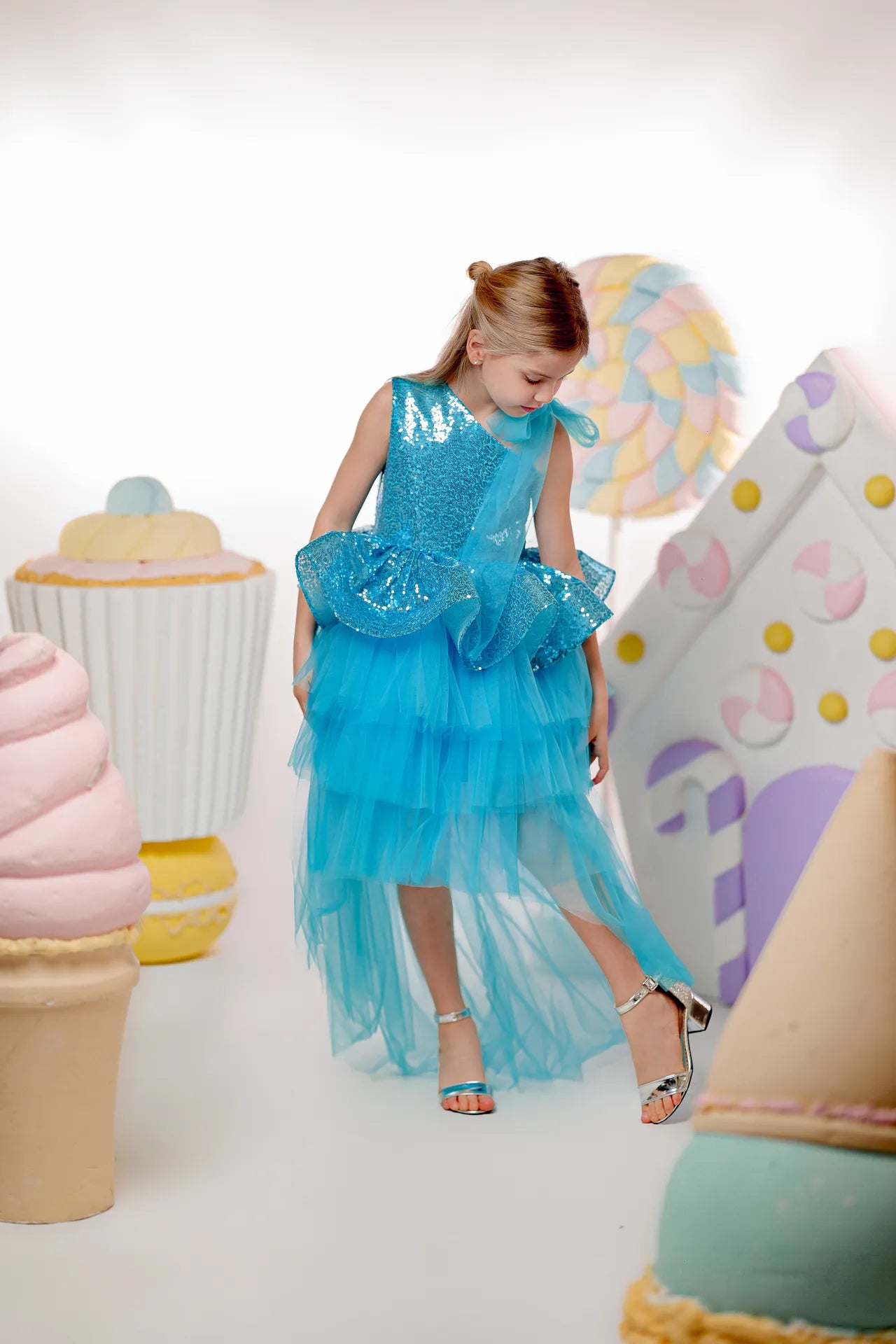 Twinkle Kız Çocuk Abiye Elbise - Mavi