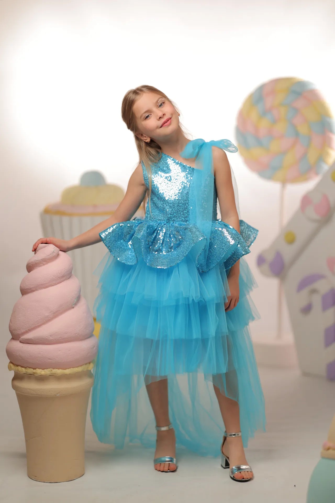 Twinkle Kız Çocuk Abiye Elbise - Mavi